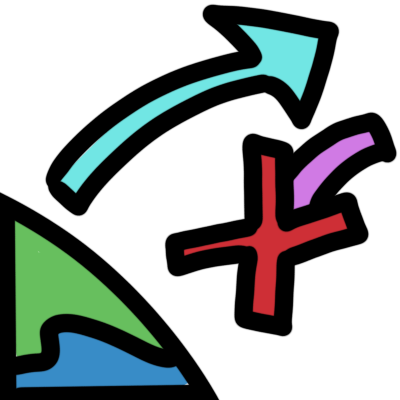 a cut quarter of a globe. a cyan arrow points away from it. below it, a purple line is stopped from approaching the quarter-globe with a red 'X'.